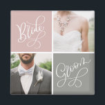 Bride en Groom Wedding Photo Collage Magnet<br><div class="desc">Leg uw speciale momenten vast en laat ze zien met deze aanpasbare trouwmagneet. Voeg je favoriete afbeeldingen van je trouwdag toe aan deze tweetalige bruid en groomcollage. Andere kleuren zijn beschikbaar.</div>
