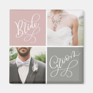 Bride en Groom Wedding Photo Collage Magnet