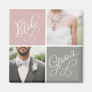 Bride en Groom Wedding Photo Collage Magnet
