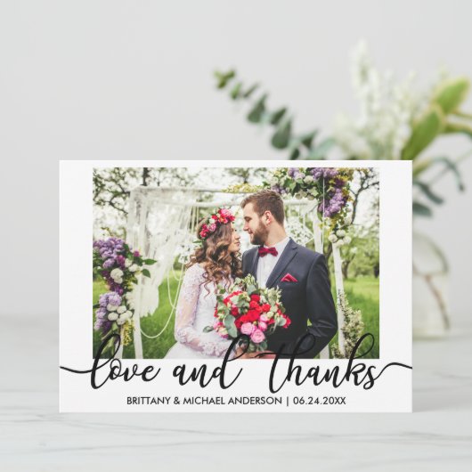 Bride en Groom Wedding Photo Love and Bedankt