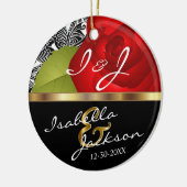 Bride en Groom Wedding Red Rose Keepomwille Keramisch Ornament (Links)