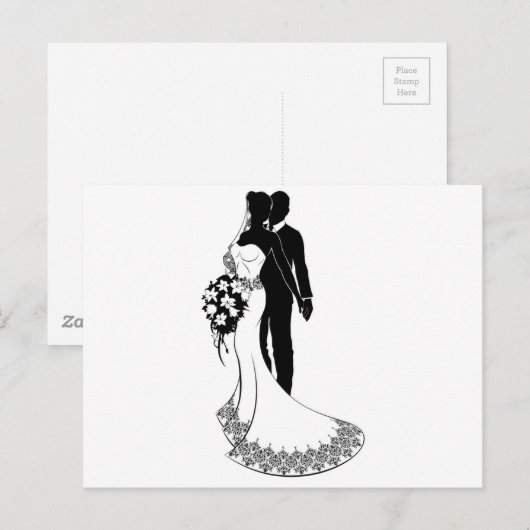 Bride en Groom Wedding Silhouette Briefkaart (Voorkant / Achterkant)