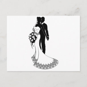 Bride en Groom Wedding Silhouette Briefkaart
