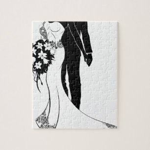 Bride en Groom Wedding Silhouette Legpuzzel