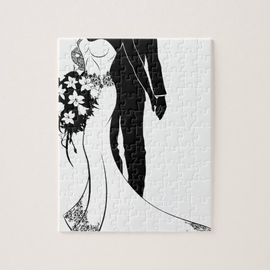 Bride en Groom Wedding Silhouette Legpuzzel (Verticaal)