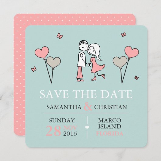 Bride en Groom Wedding sparen de Datum Save The Date (Voorkant / Achterkant)