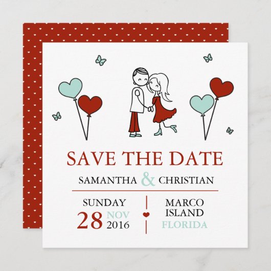 Bride en Groom Wedding sparen de Datum Save The Date (Voorkant / Achterkant)