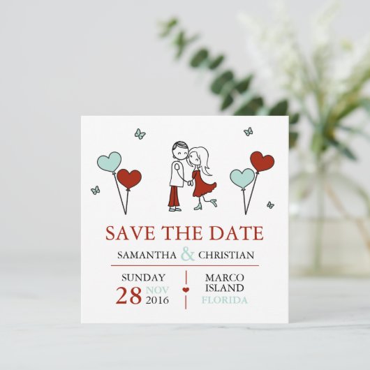 Bride en Groom Wedding sparen de Datum Save The Date (Staand voorkant)