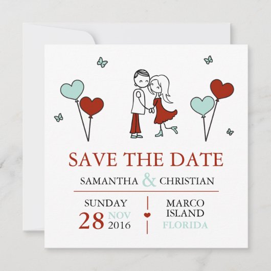 Bride en Groom Wedding sparen de Datum Save The Date (Voorkant)