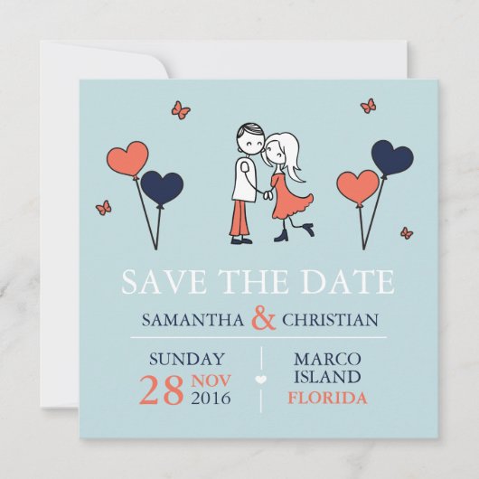 Bride en Groom Wedding sparen de Datum Save The Date (Voorkant)