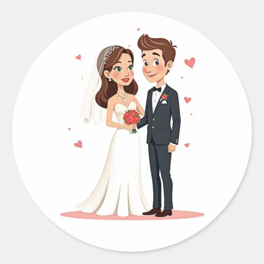Bride en Groom Wedding Sticker (Voorkant)
