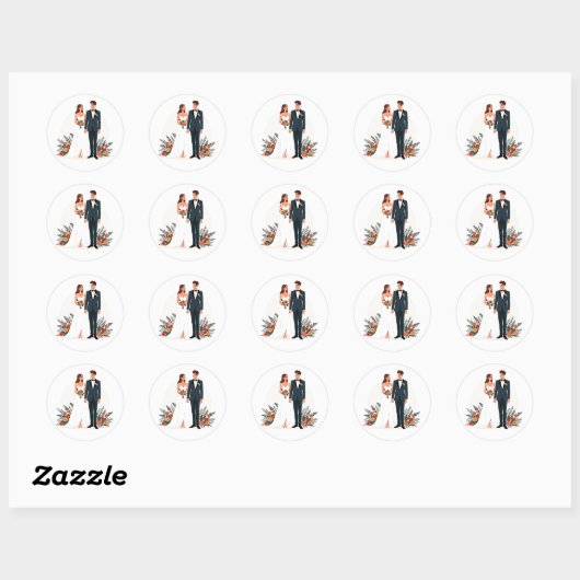 Bride en Groom Wedding Sticker (Vel)