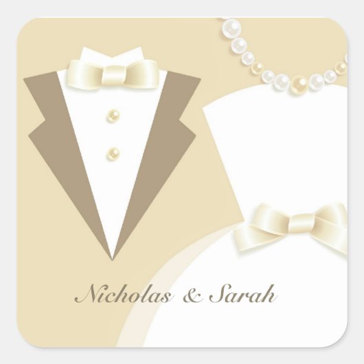 Bride en Groom Wedding Sticker (Voorkant)