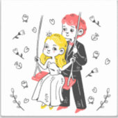 Bride en Groom Wedding Sticker (Voorkant)