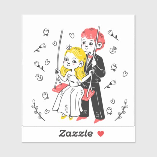 Bride en Groom Wedding Sticker (Vel)