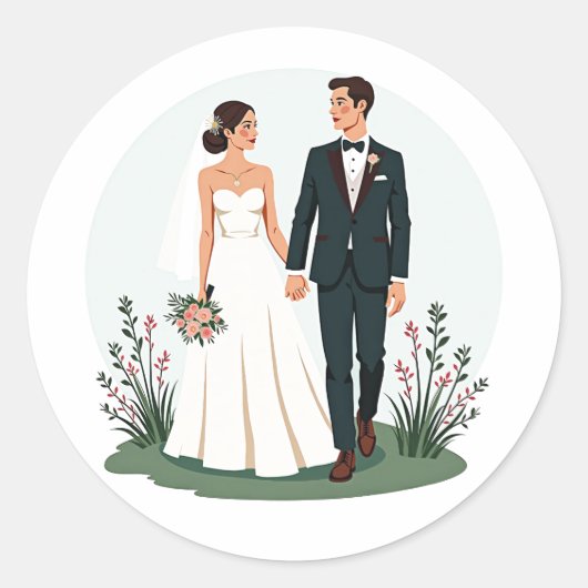 Bride en Groom Wedding Stickers (Voorkant)