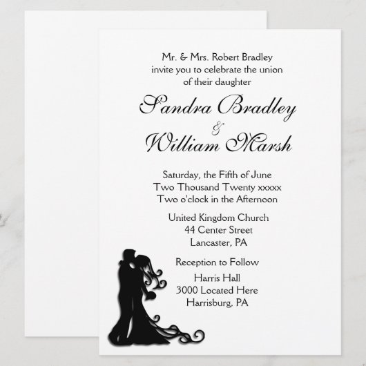 Bride en Groom White Kaart (Voorkant / Achterkant)