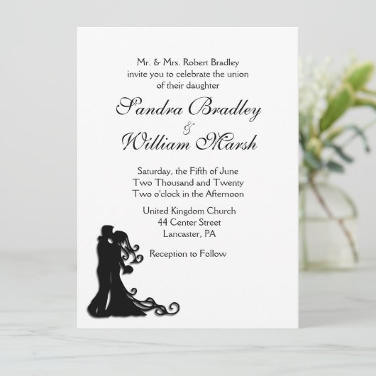 Bride en Groom White Kaart (Staand voorkant)