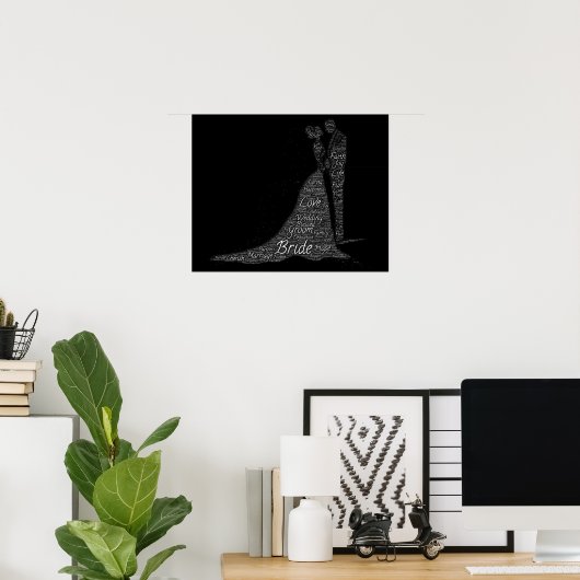 Bride en Groom Word Art Poster (Thuiskantoor)
