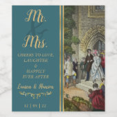 bride- en groomkunst wijn etiket (Enkel label)