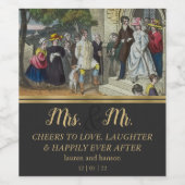  bride- en groomkunst wijn etiket (Enkel label)