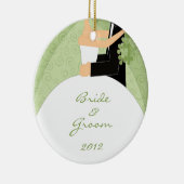 Bride en Groom's eerste kerstversiering Keramisch Ornament (Rechts)