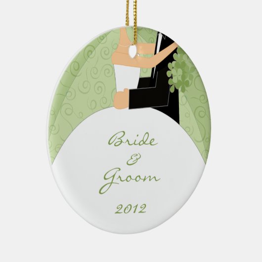 Bride en Groom's eerste kerstversiering Keramisch Ornament (Rechts)