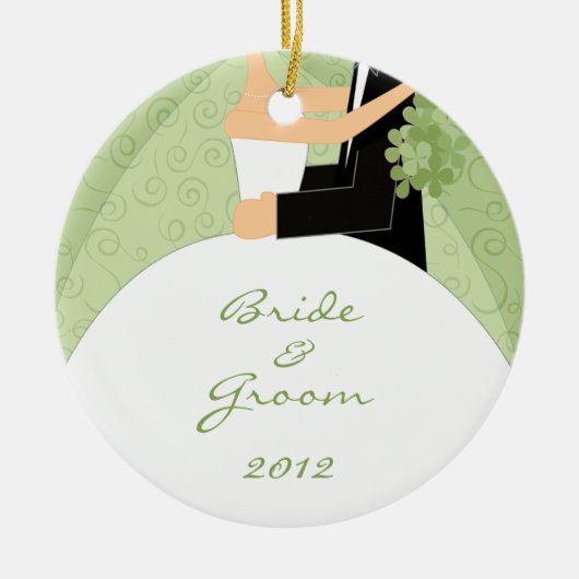 Bride en Groom's eerste kerstversiering Keramisch Ornament (Voorkant)