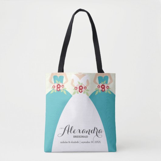 Bride en haar Bridesmaids Wedding Party Tas (aqua) (Voorkant)