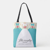 Bride en haar Bridesmaids Wedding Party Tas (aqua) (Achterkant)