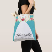 Bride en haar Bridesmaids Wedding Party Tas (aqua) (Dichtbij)