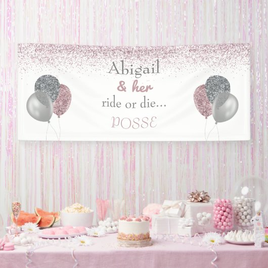 Bride en Her Ride of Die Posse Bachelorette Spandoek (Feest)