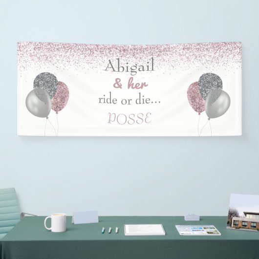 Bride en Her Ride of Die Posse Bachelorette Spandoek (Beurs)