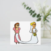 Bride en Maid of Honor Cartoon Briefkaart (Staand voorkant)