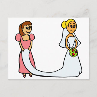 Bride en Maid of Honor Cartoon Briefkaart