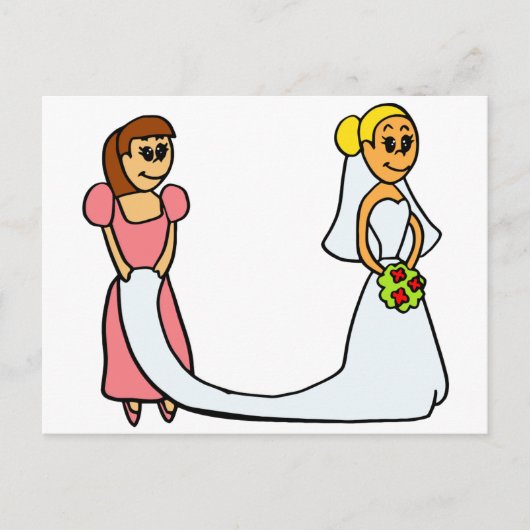 Bride en Maid of Honor Cartoon Briefkaart (Voorkant)