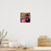 Bride en Mustachioed Groom Poster (Keuken)