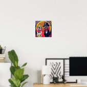 Bride en Mustachioed Groom Poster (Thuiskantoor)