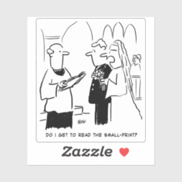 Bride en Small Print Wedding Vows Cartoon. Sticker