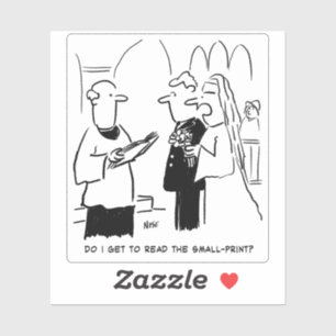Bride en Small Print Wedding Vows Cartoon. Sticker