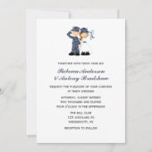 Bride en Soldaat in Blue Camouflage Wedding Kaart (Voorkant)