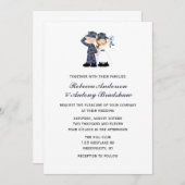 Bride en Soldaat in Blue Camouflage Wedding Kaart (Voorkant / Achterkant)