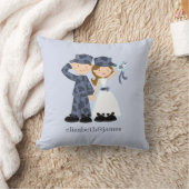 Bride en Soldaat in Blue Camouflage Wedding Kussen (Deken)