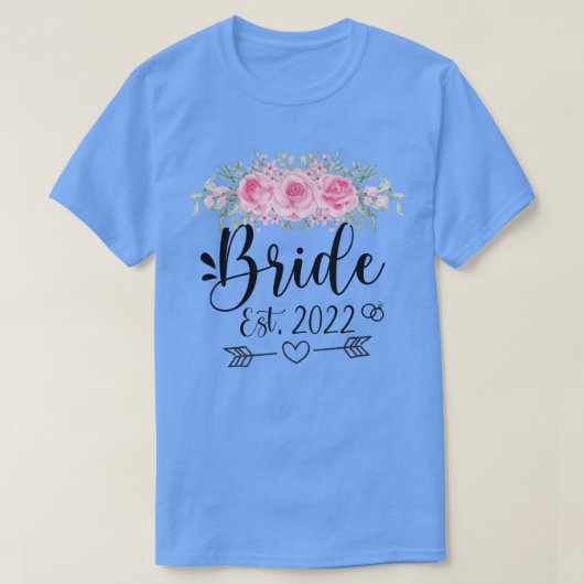 Bride Est 2022 Wedding Party Floral Flower T-Shirt (Design voorkant)