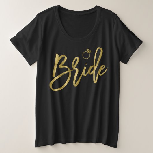 Bride Faux Gold Foil Black met ringing Grote Maat T-shirt (Design voorkant)