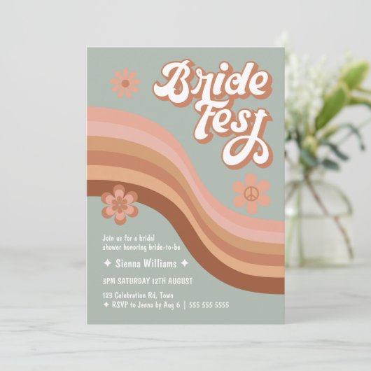 Bride Fest Groovy Retro Daisy Vrijgezellenfeest Sa Kaart (Staand voorkant)