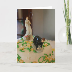 Bride fishing for groom unique wedding card kaart