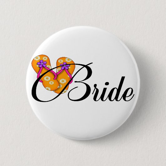 Bride Flip Flop Oranje Ronde Button 5,7 Cm (Voorkant)