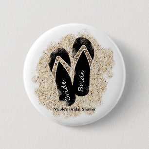 Bride Flip Flop Sandals Summer Beach Vrijgezellenf Ronde Button 5,7 Cm