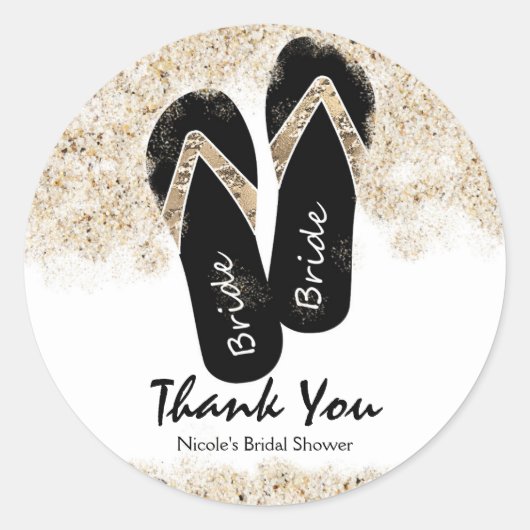 Bride Flip Flop Sandals Summer Beach Vrijgezellenf Ronde Sticker (Voorkant)